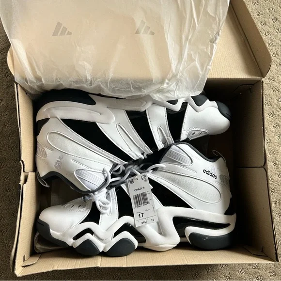 NIB Adidas Originals Men’s Crazy 8 Basketball Sneakers - White/Black Size 17 - Picture 3 of 5
